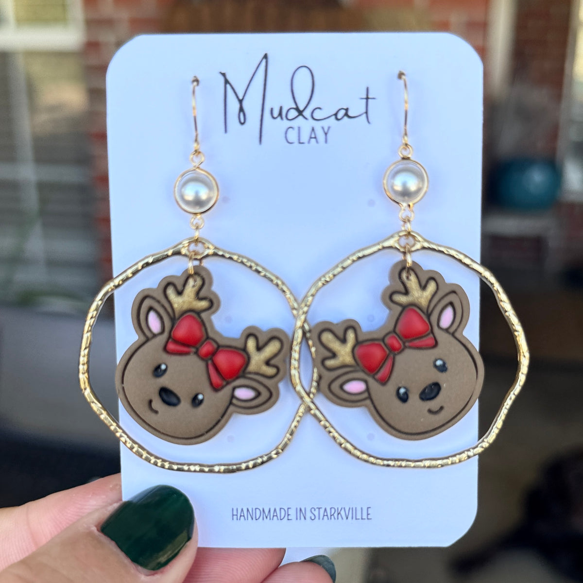 Reindeers, Bows, and Hammered Hoop Earrings