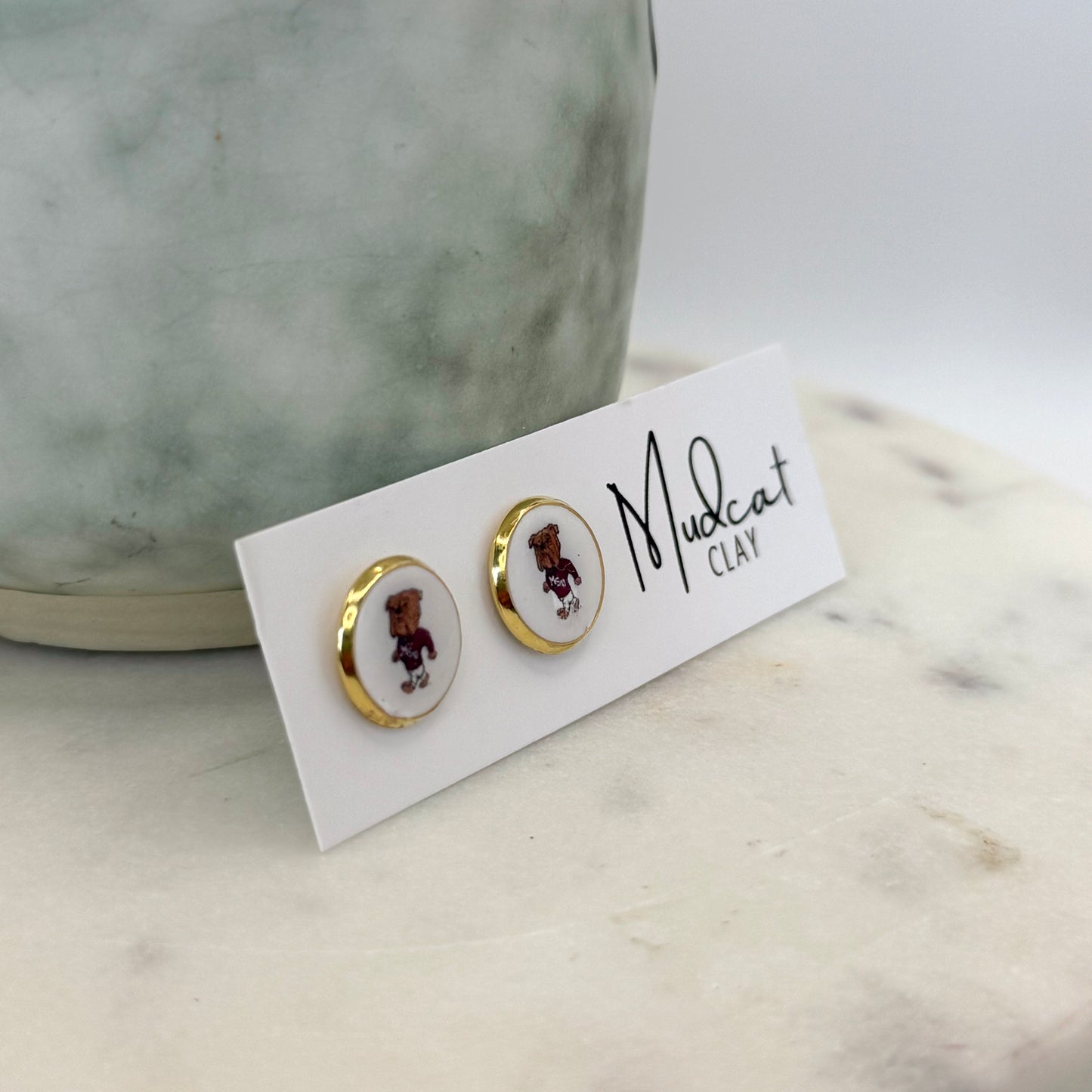 Mississippi State | Bezeled Stud Earrings w/ MSU Logo