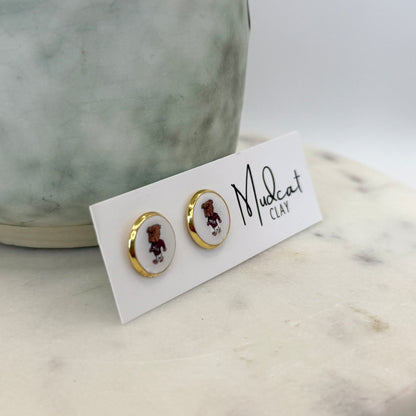 Mississippi State | Bezeled Stud Earrings w/ MSU Logo