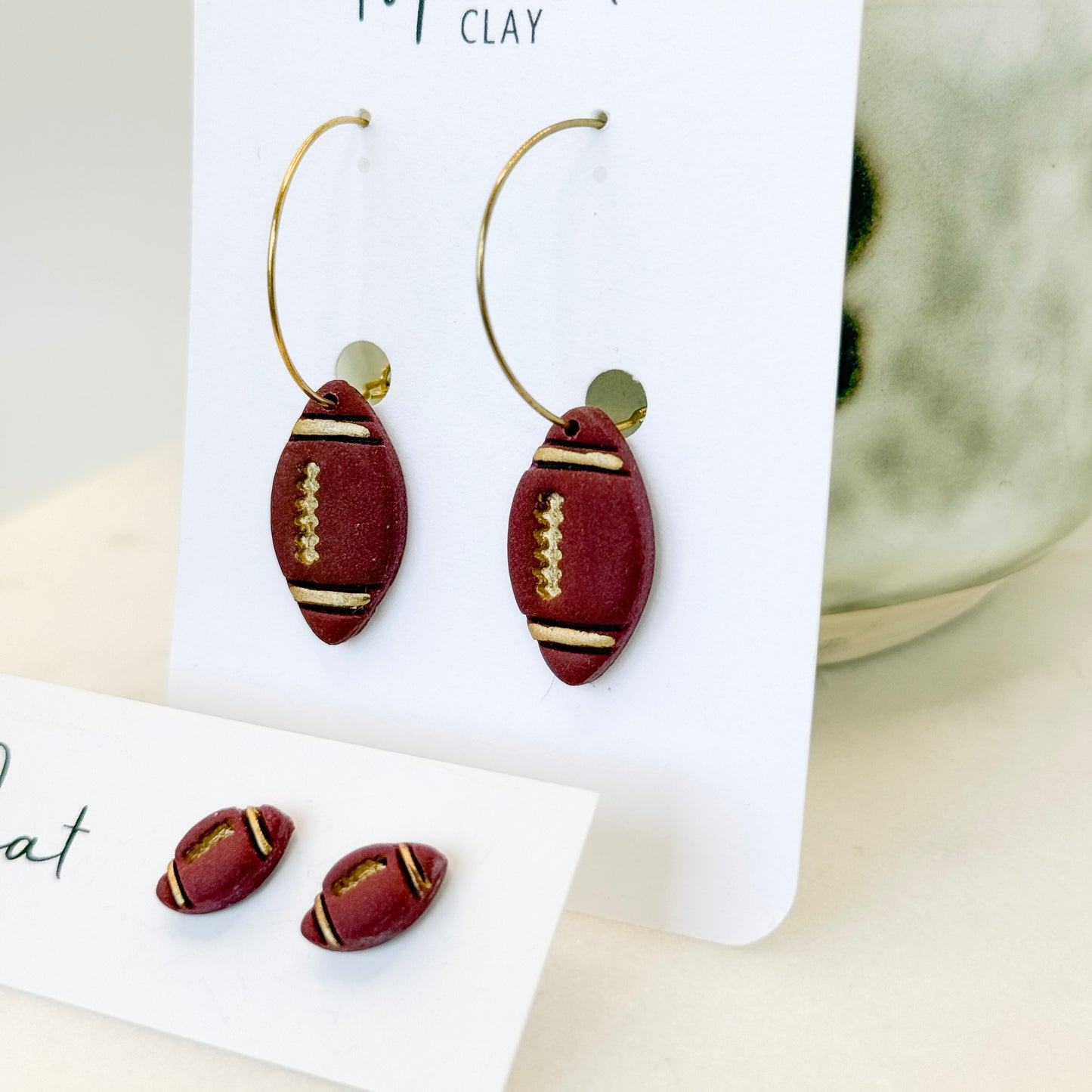 Maroon & Gold Football Earrings