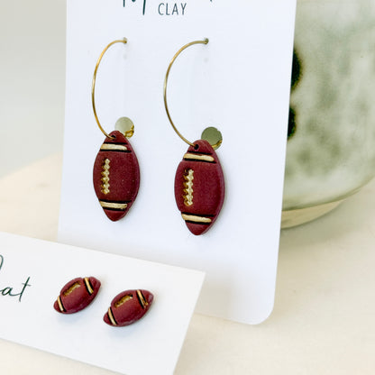 Maroon & Gold Football Earrings