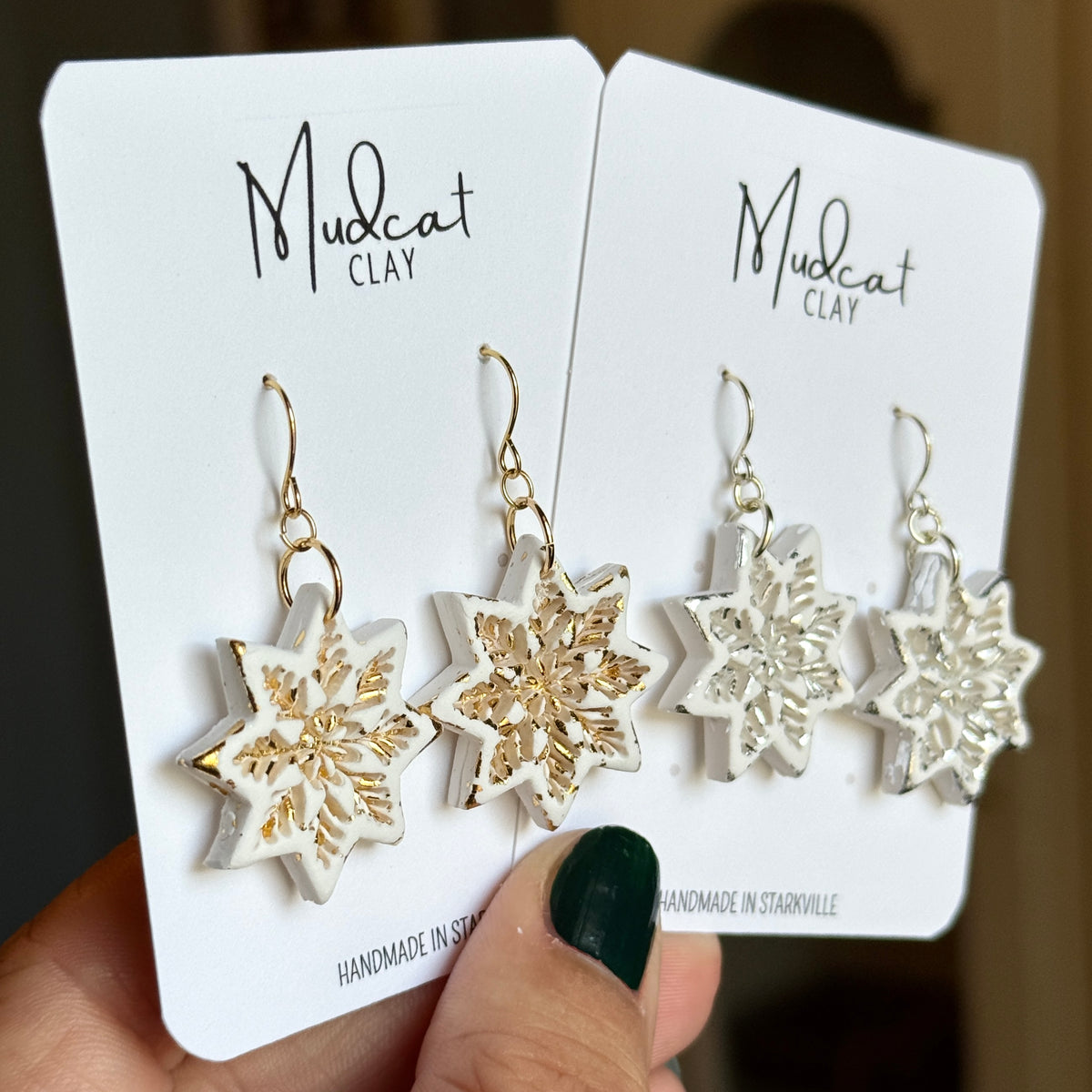 Embossed Snowflake Earrings