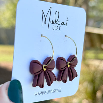 Maroon Bow Earrings | Various Designs