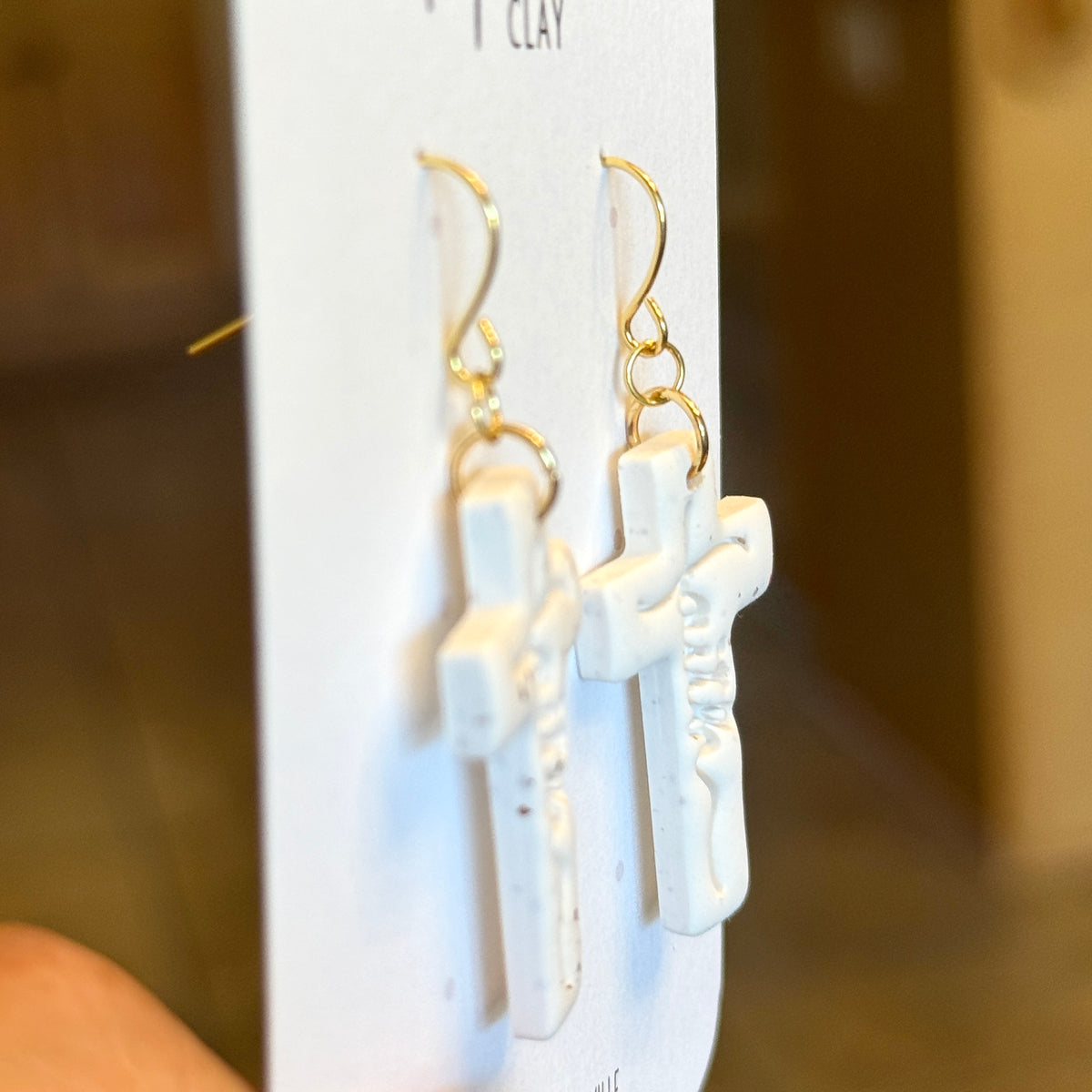 Faith Script Cross Earrings