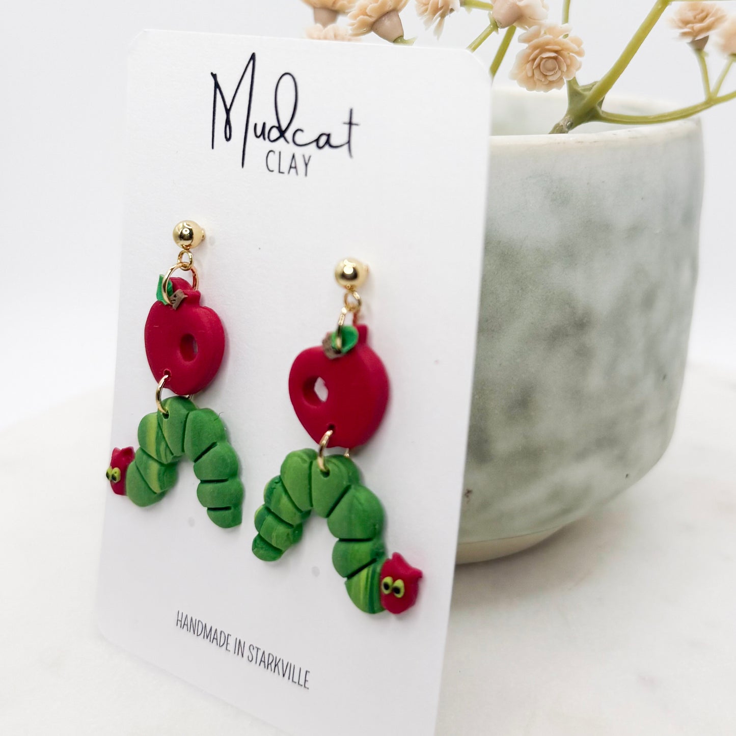 Hungry Caterpillar w/ Apple Earrings