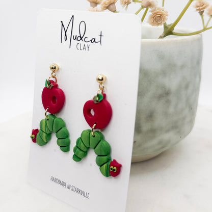 Hungry Caterpillar w/ Apple Earrings