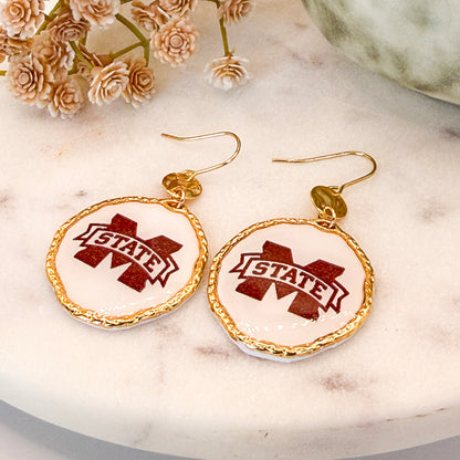 Mississippi State | M-State Banner Halo Earrings
