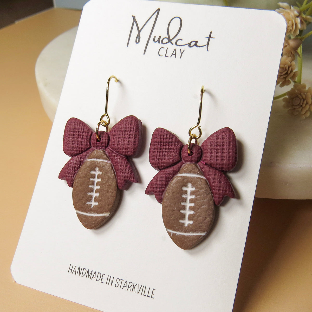Footballs & Bows Earrings