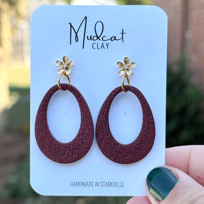 Textured Maroon Oval Hoops