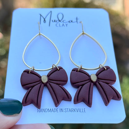 Maroon Bow Earrings | Various Designs