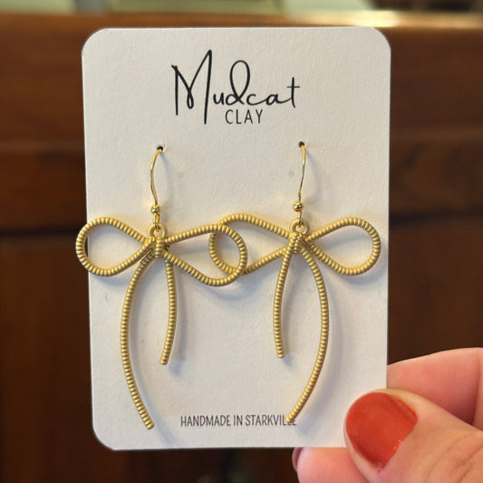 Gold Wired Bow & Knot Earrings