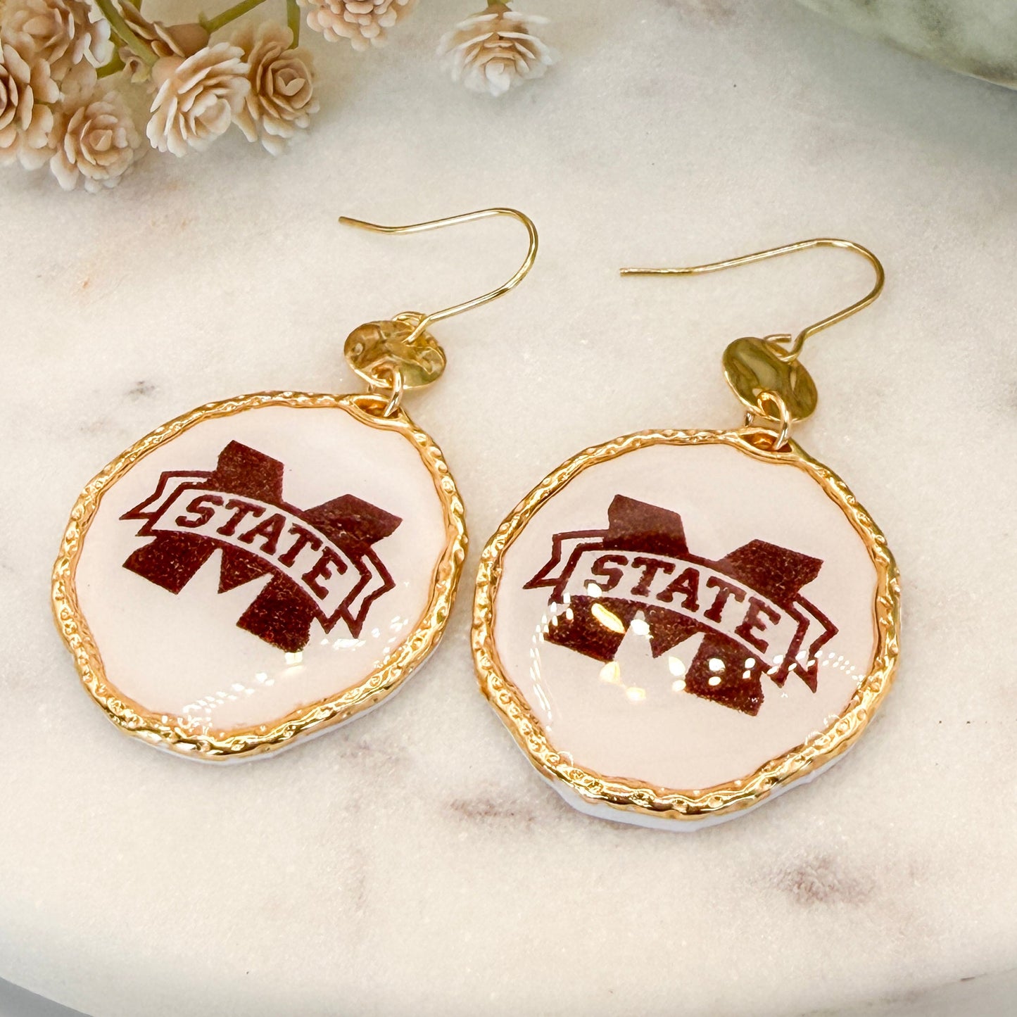 Mississippi State | M-State Banner Halo Earrings