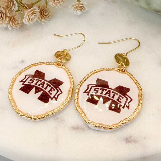 Mississippi State | M-State Banner Halo Earrings