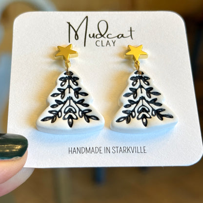 Medium Intricate Christmas Tree Earrings
