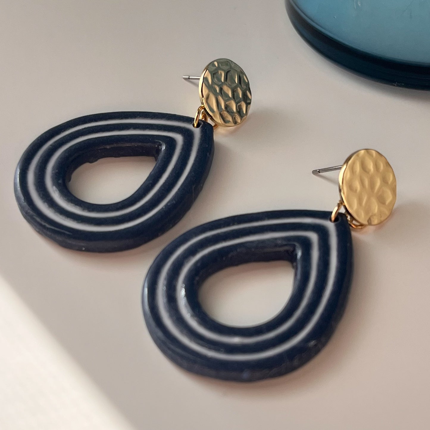 Navy & White Striped Teardrop