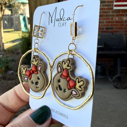 Reindeers, Bows, and Hammered Hoop Earrings