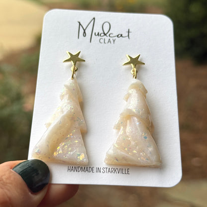 Opaque Christmas Tree Earrings