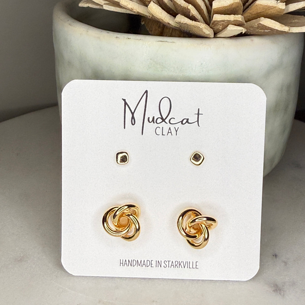 Gold Stud Combo - Rounded Squares and Knots