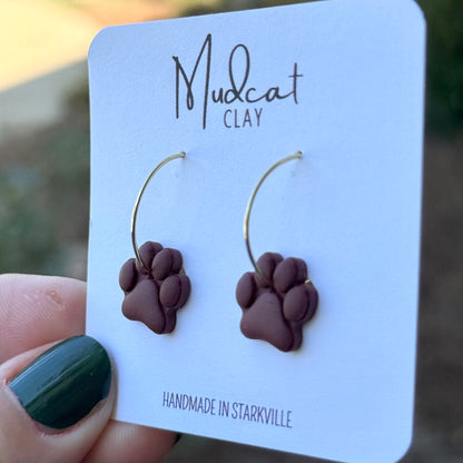 Small Hoop Earrings with Dawg Paws