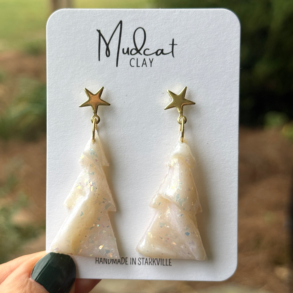 Opaque Christmas Tree Earrings