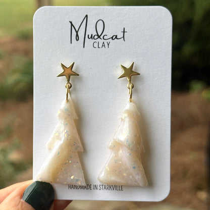 Opaque Christmas Tree Earrings