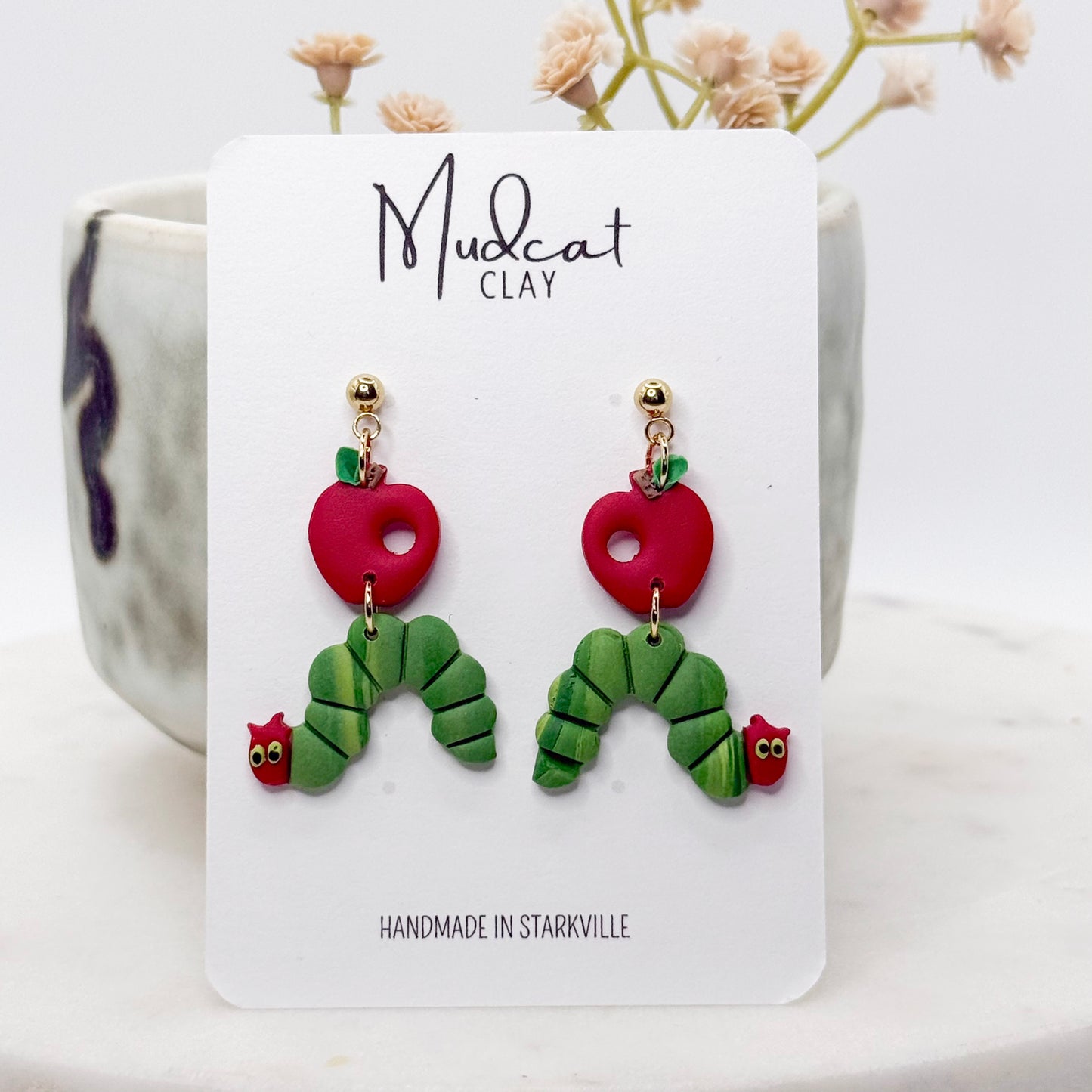 Hungry Caterpillar w/ Apple Earrings