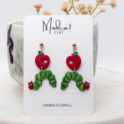 Hungry Caterpillar w/ Apple Earrings