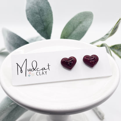 Shimmering Hearts Studs | Various Colors