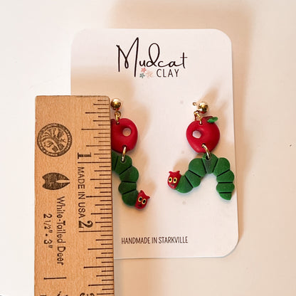Hungry Caterpillar w/ Apple Earrings