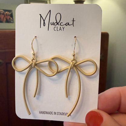 Gold Wired Bow & Knot Earrings