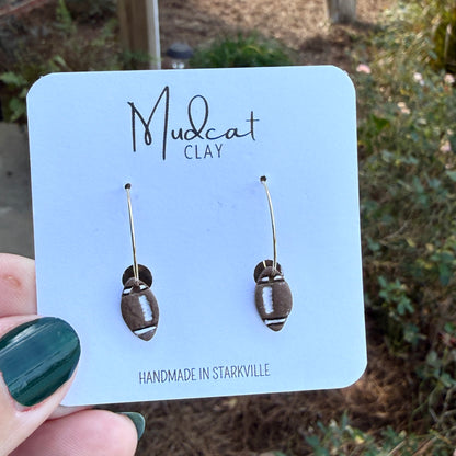 Small Hoop Earrings with Footballs