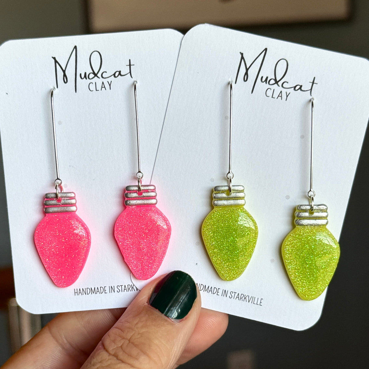 Large Christmas Tree Bulb Earrings