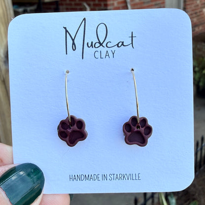 Small Hoop Earrings with Puppy Paws