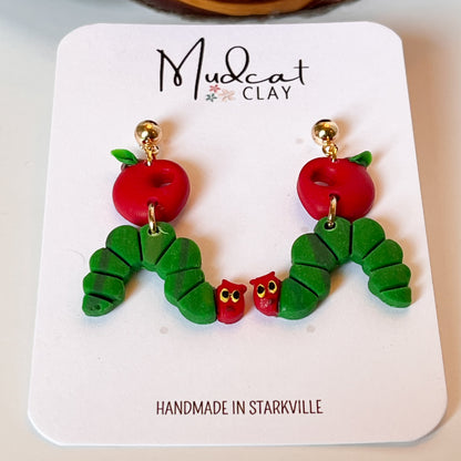 Hungry Caterpillar w/ Apple Earrings