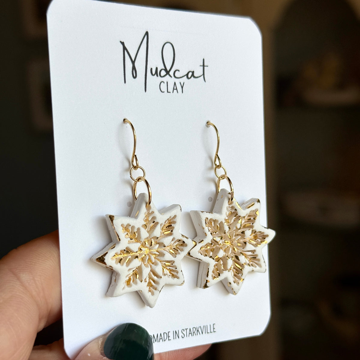 Embossed Snowflake Earrings