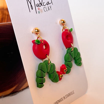 Hungry Caterpillar w/ Apple Earrings
