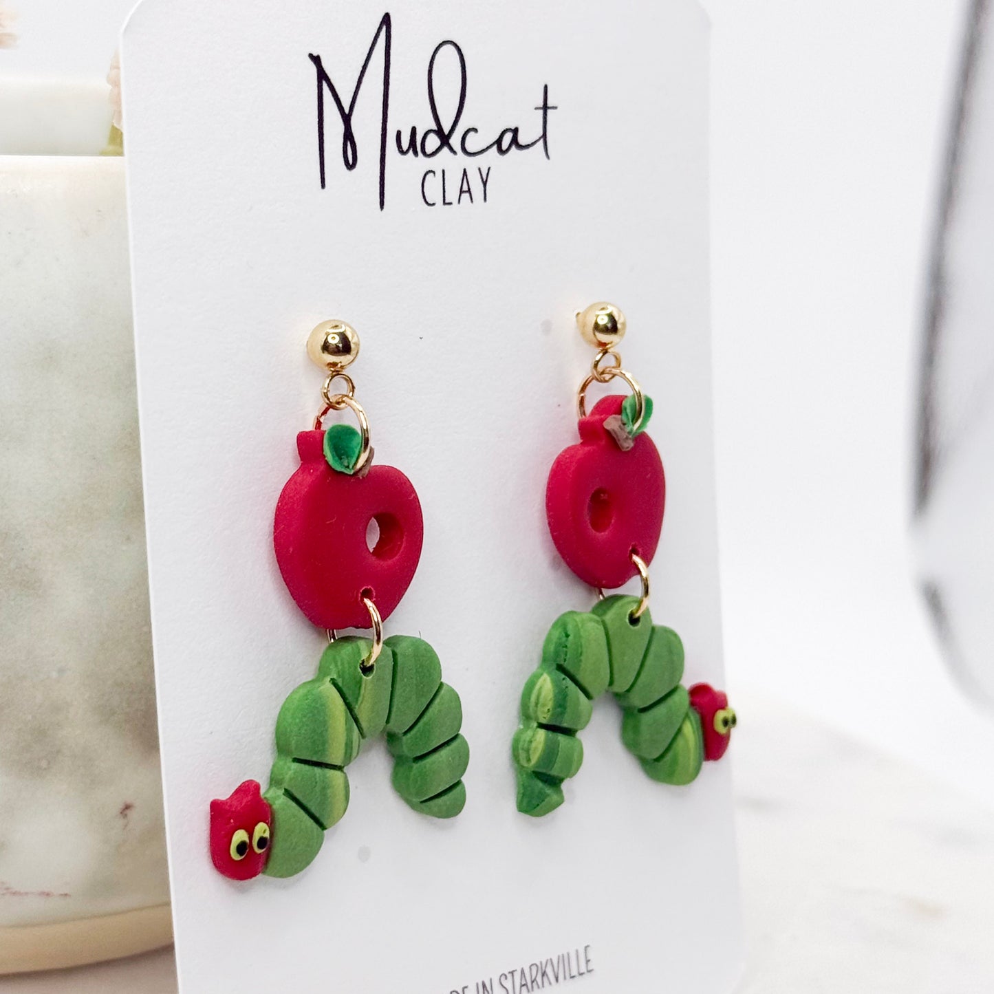 Hungry Caterpillar w/ Apple Earrings