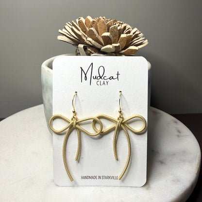 Gold Wired Bow & Knot Earrings