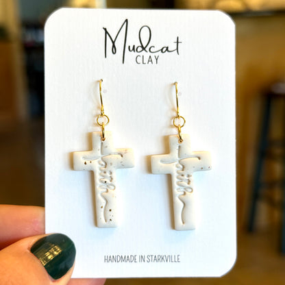 Faith Script Cross Earrings