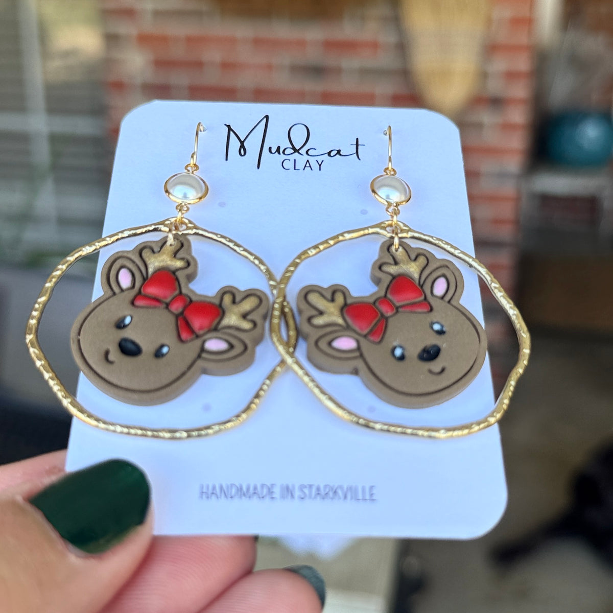 Reindeers, Bows, and Hammered Hoop Earrings