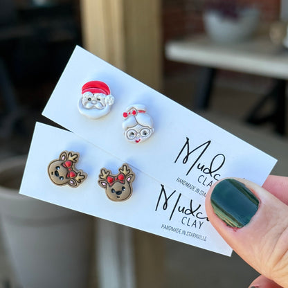 Reindeers and Bows Stud Earrings