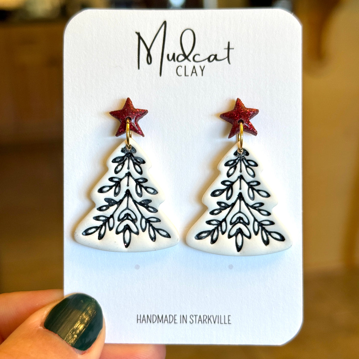Large Intricate Christmas Tree Earrings
