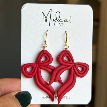Betty | Red Ribbon Bow Earrings