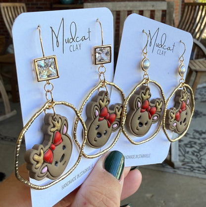 Reindeers, Bows, and Hammered Hoop Earrings