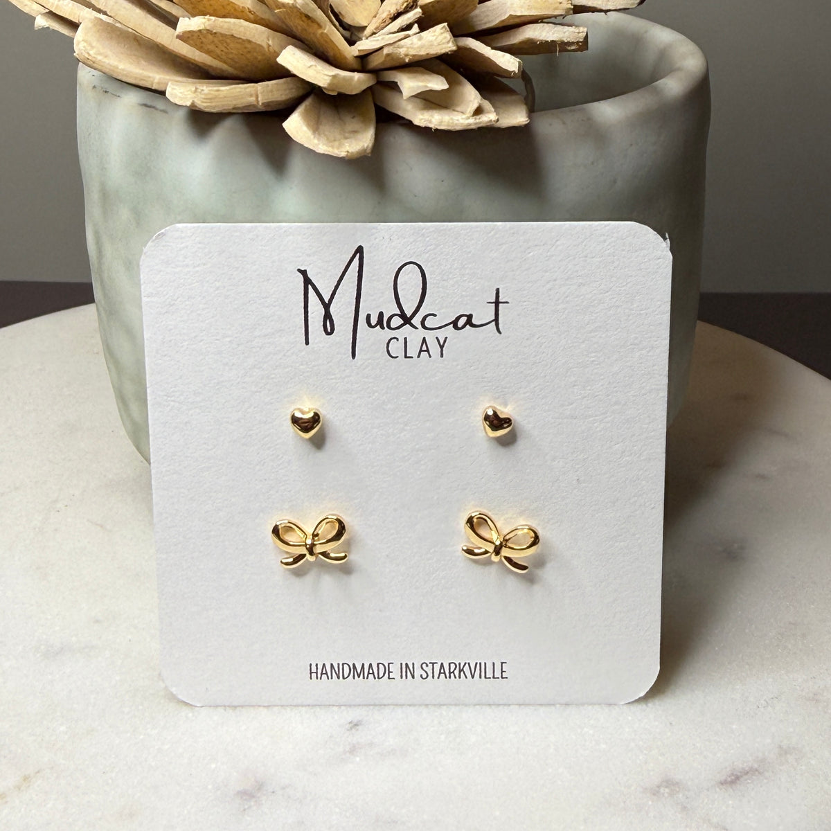 Gold Stud Combo - Hearts and Bows