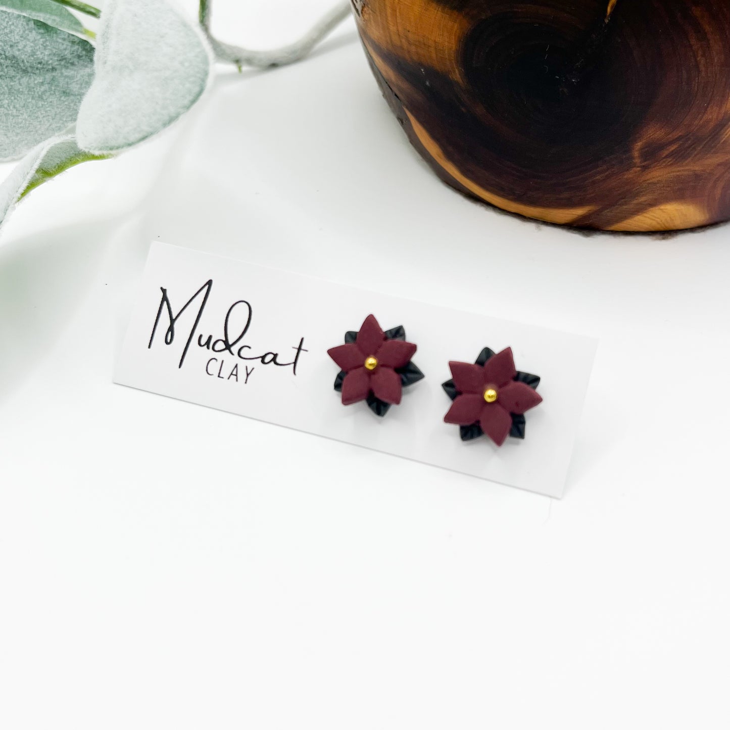 Poinsettia Studs | Maroon