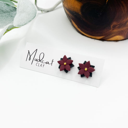 Poinsettia Studs | Maroon