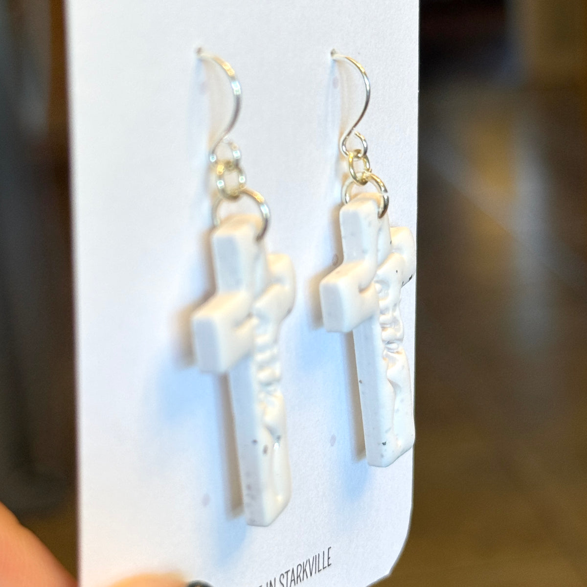 Faith Script Cross Earrings