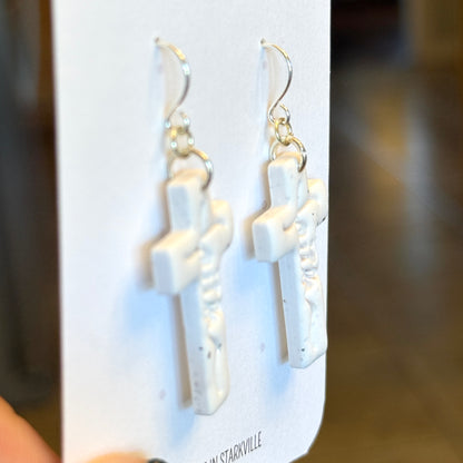 Faith Script Cross Earrings