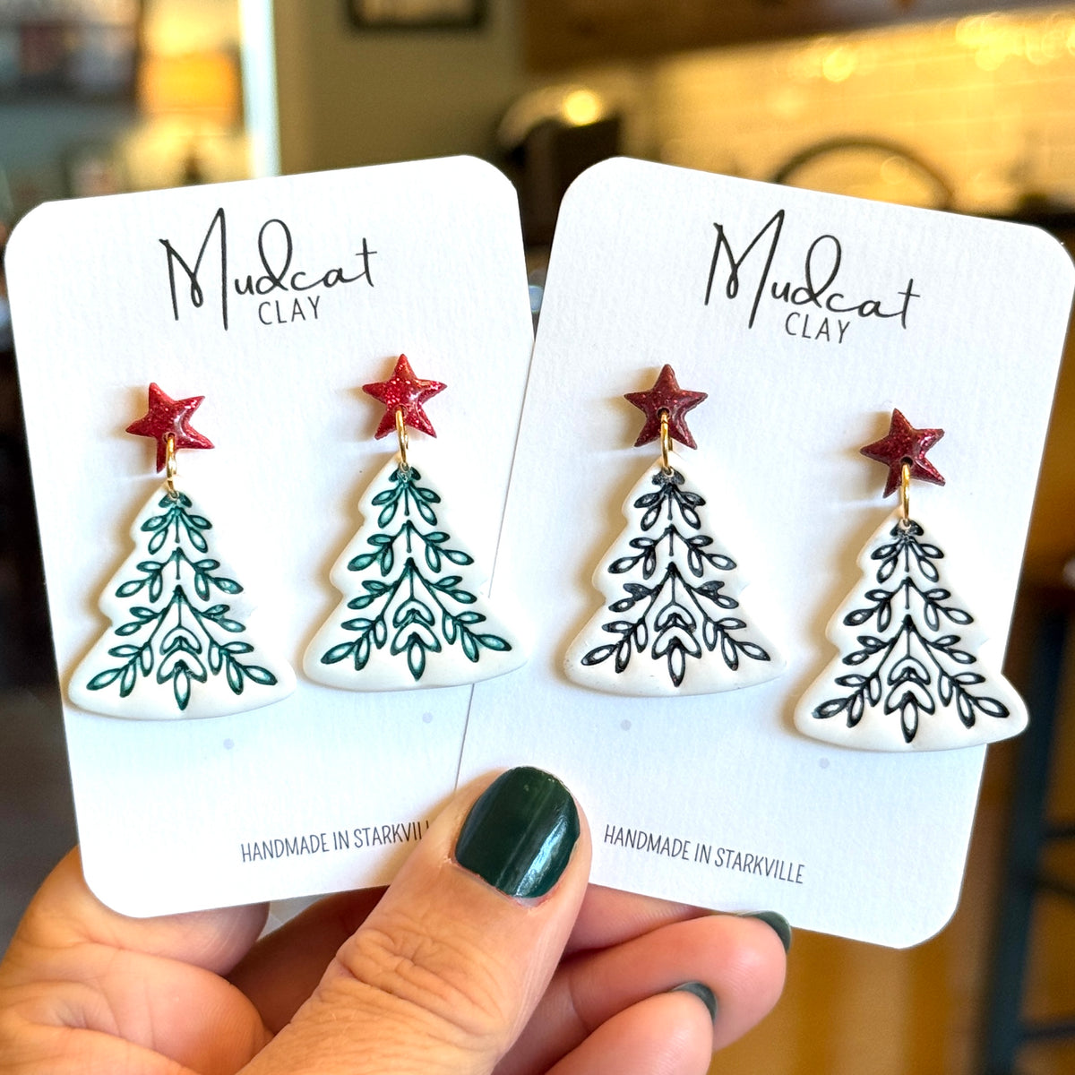 Large Intricate Christmas Tree Earrings
